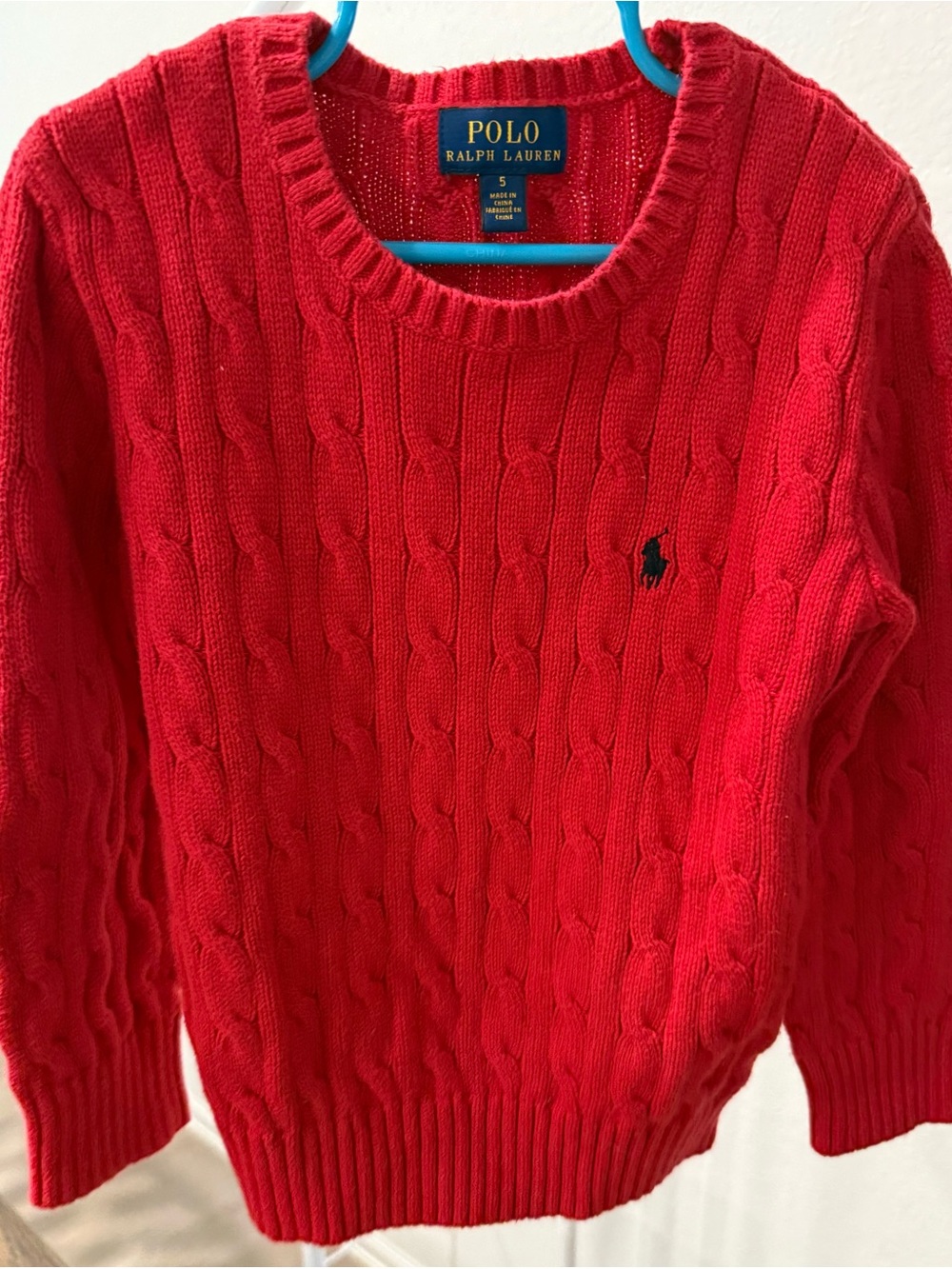 Polo by Ralph Lauren Red Cable-Knit Crewneck Sweater